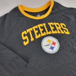 Nike Pittsburgh Steelers NFL Womens XL Half Sleeve Raglan T-Shirt Black Yellow